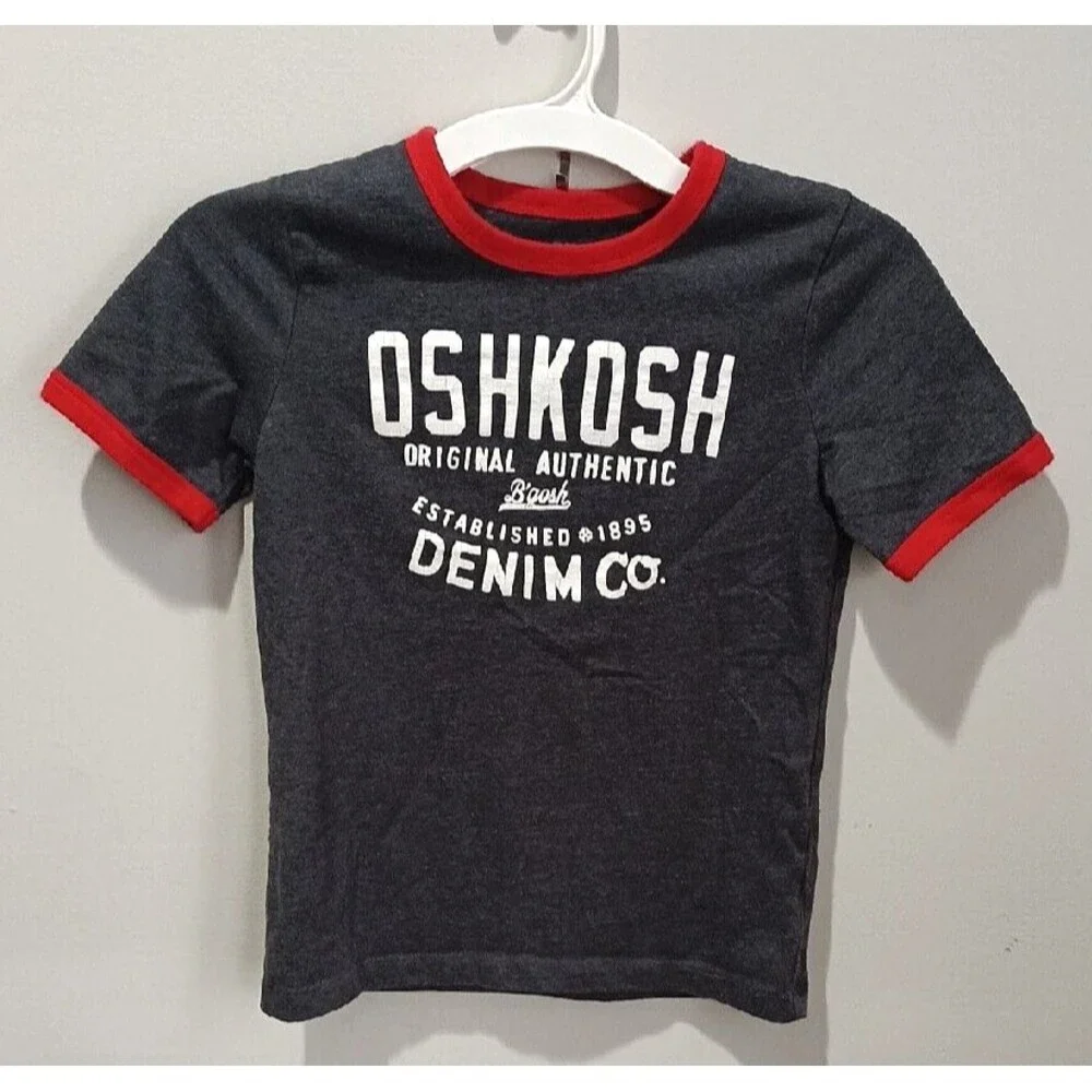 Oshkosh B'Gosh Denim Co Lot of 2 Boys Ringer T-Shirt Size 6